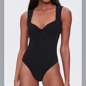 Forever 21 Shirred Sweetheart Bodysuit